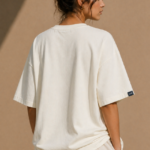 Man wearing Luri Signature Oversized Tee in black — premium unisex 260 GSM Mercerized Supima Cotton t-shirt, front view, clean minimal boxy oversized fit